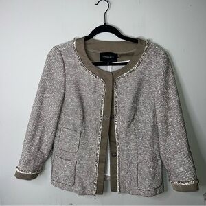 Lafayette 148 New York Tweed Blazer - Cream and Tan